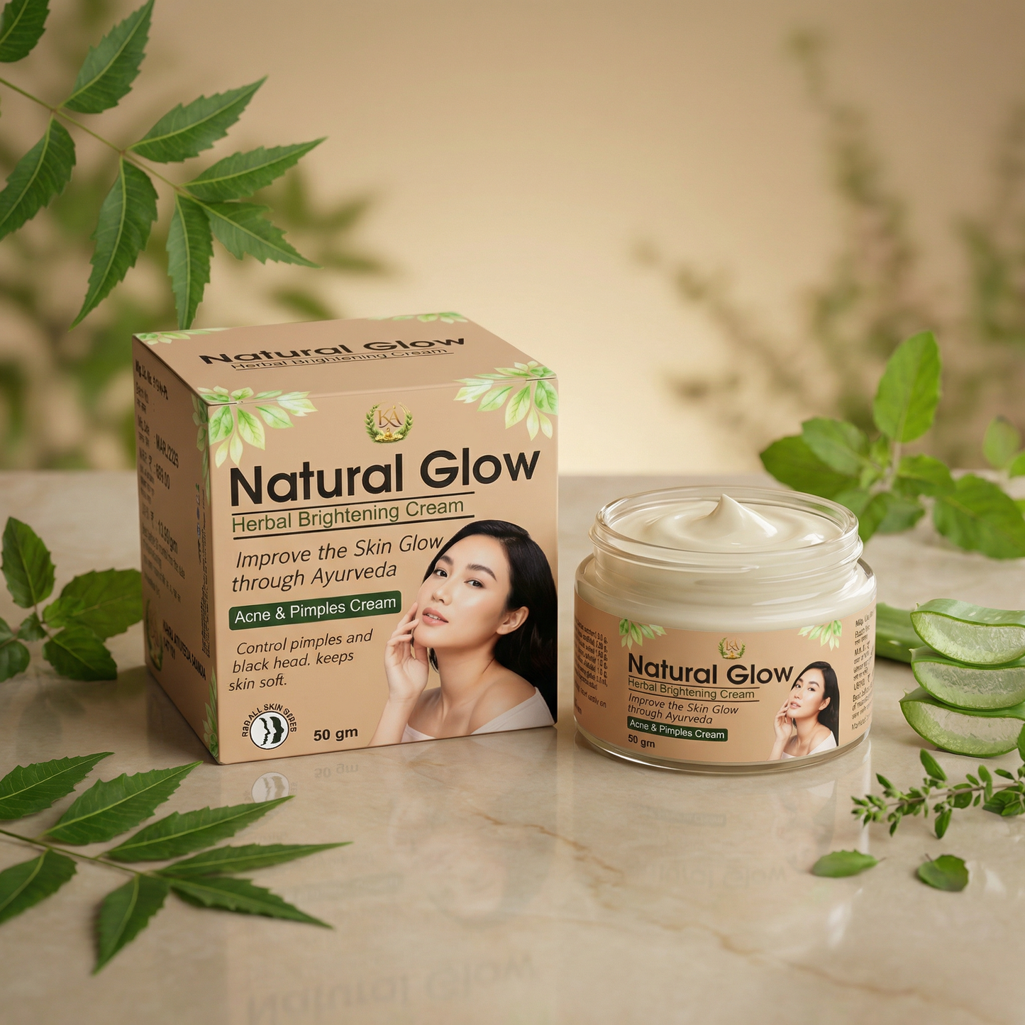 🌿 Natural Glow Herbal Brightening Cream
